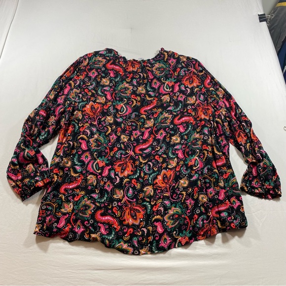 Croft & Barrow Blouse Woman’s 3Extra Large Tiered Floral Long Sleeve Top Red - Picture 5 of 10